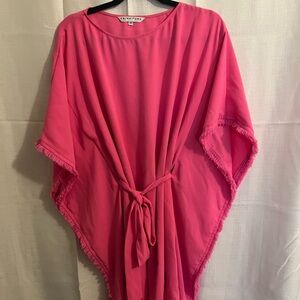 Pink Kaftan with Fringe and Belt